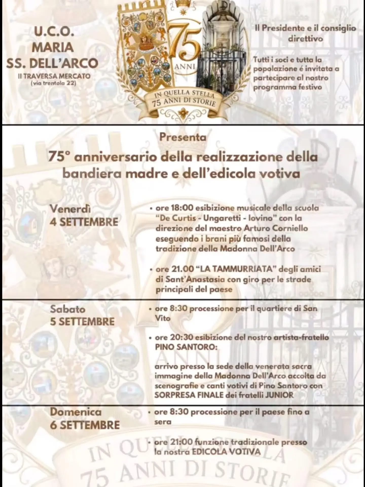 75° anniversario della realizzazione della bandiera madre e dell'edicola votiva